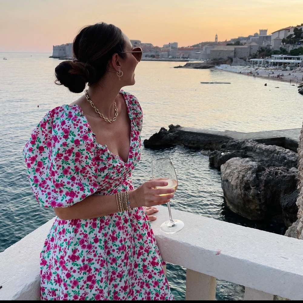 For Love And Lemons Floral Pink and Green Dress